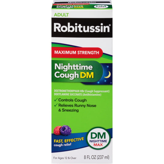 Robitussin Maximum Strength Nighttime Cough DM Max, Adult Formula, Berry Flavor