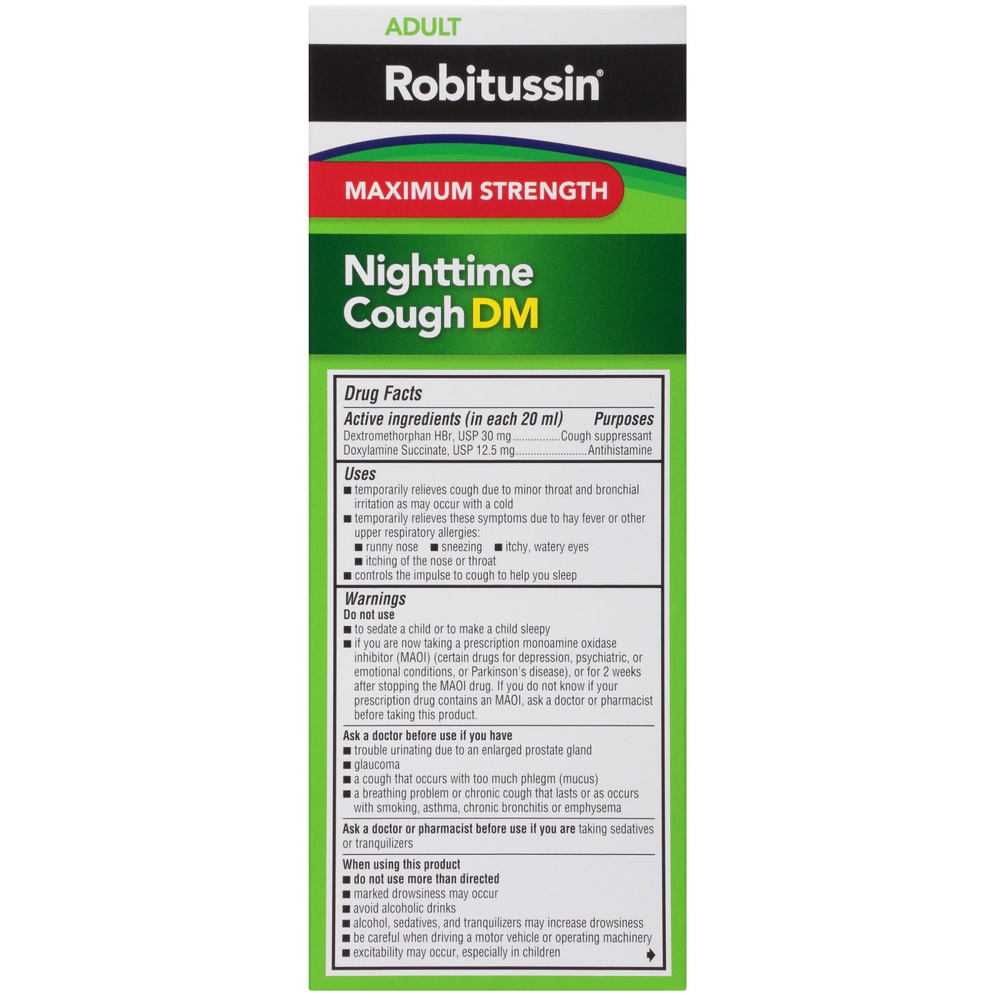 Robitussin Maximum Strength Nighttime Cough DM Max, Adult Formula, Berry Flavor