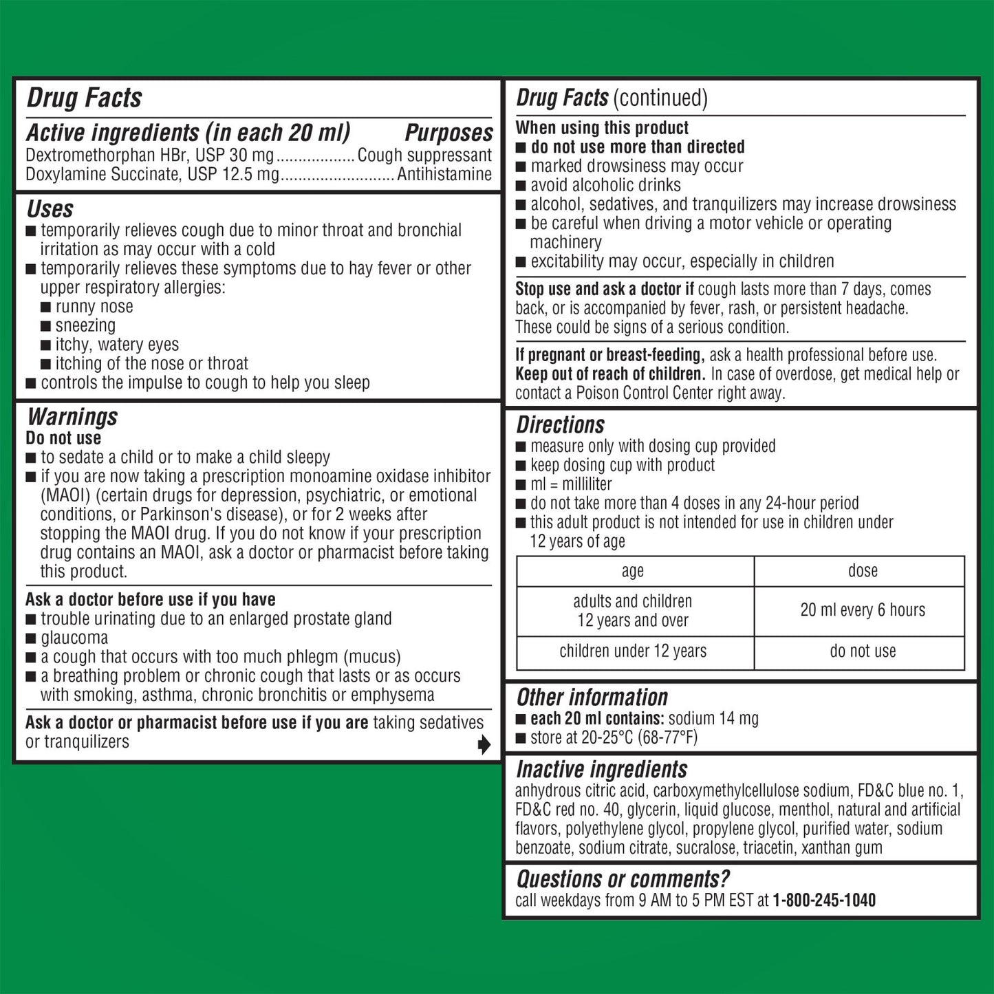 Robitussin Maximum Strength Nighttime Cough DM Max, Adult Formula, Berry Flavor