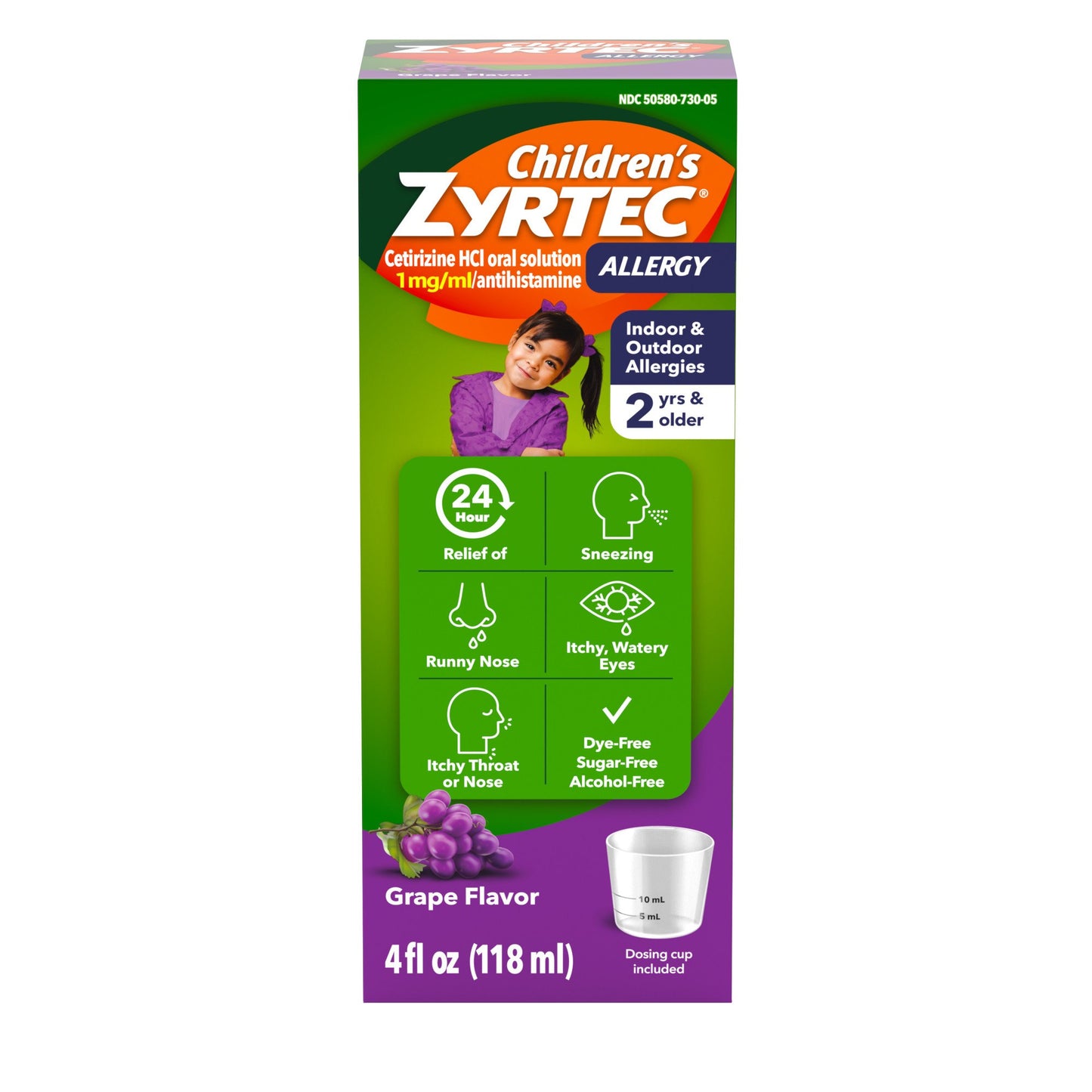 Children's Zyrtec 24 Hour Children's Allergy Relief Syrup, Grape