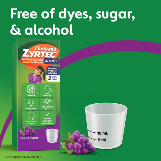 Children's Zyrtec 24 Hour Children's Allergy Relief Syrup, Grape