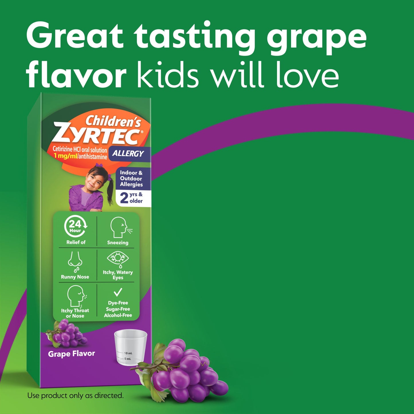 Children's Zyrtec 24 Hour Children's Allergy Relief Syrup, Grape