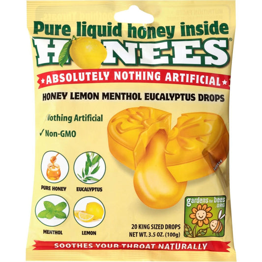 Honees Honey Lemon Menthol Eucalyptus Cough Drops