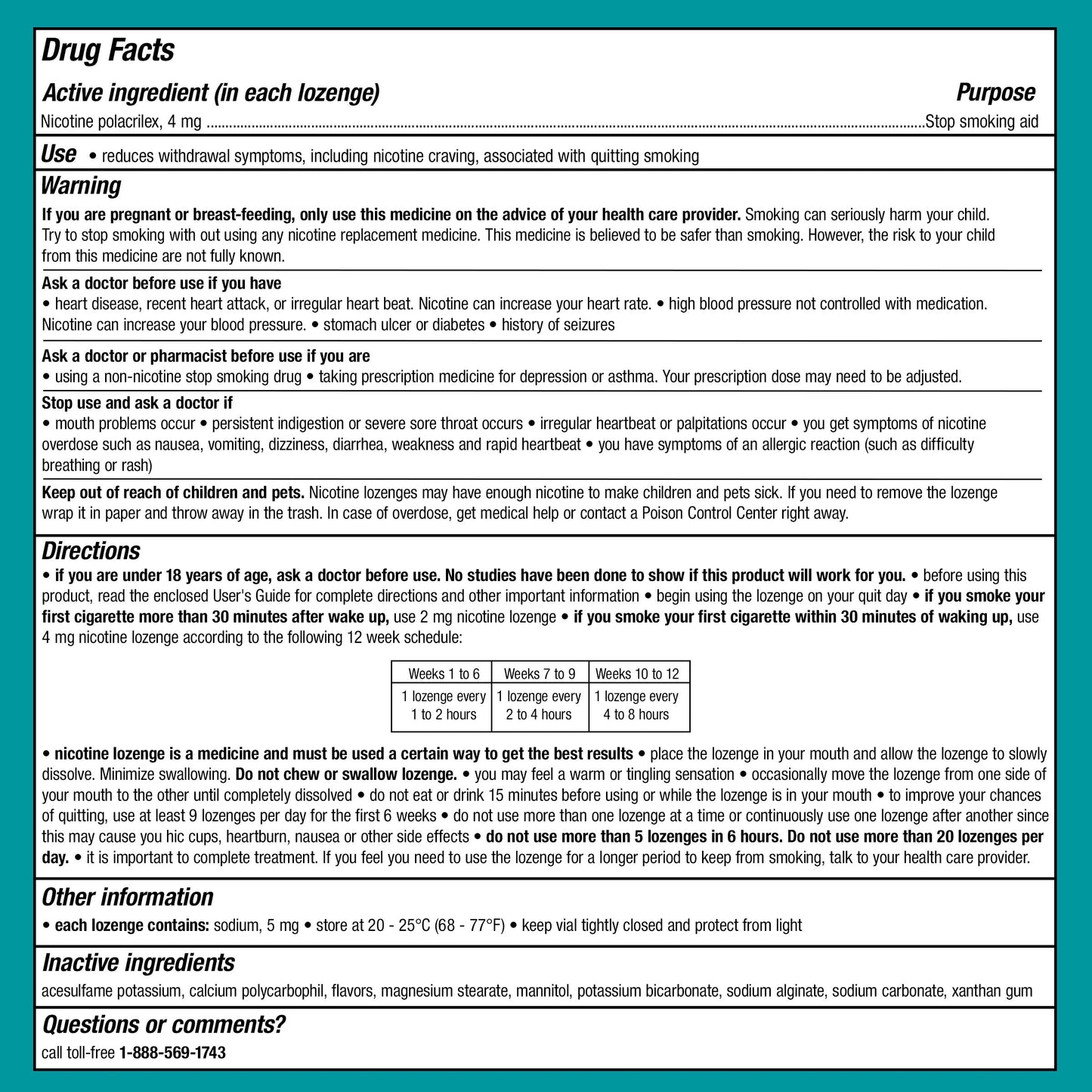 Nicorette Mini Nicotine Lozenges, 4 mg, Mint