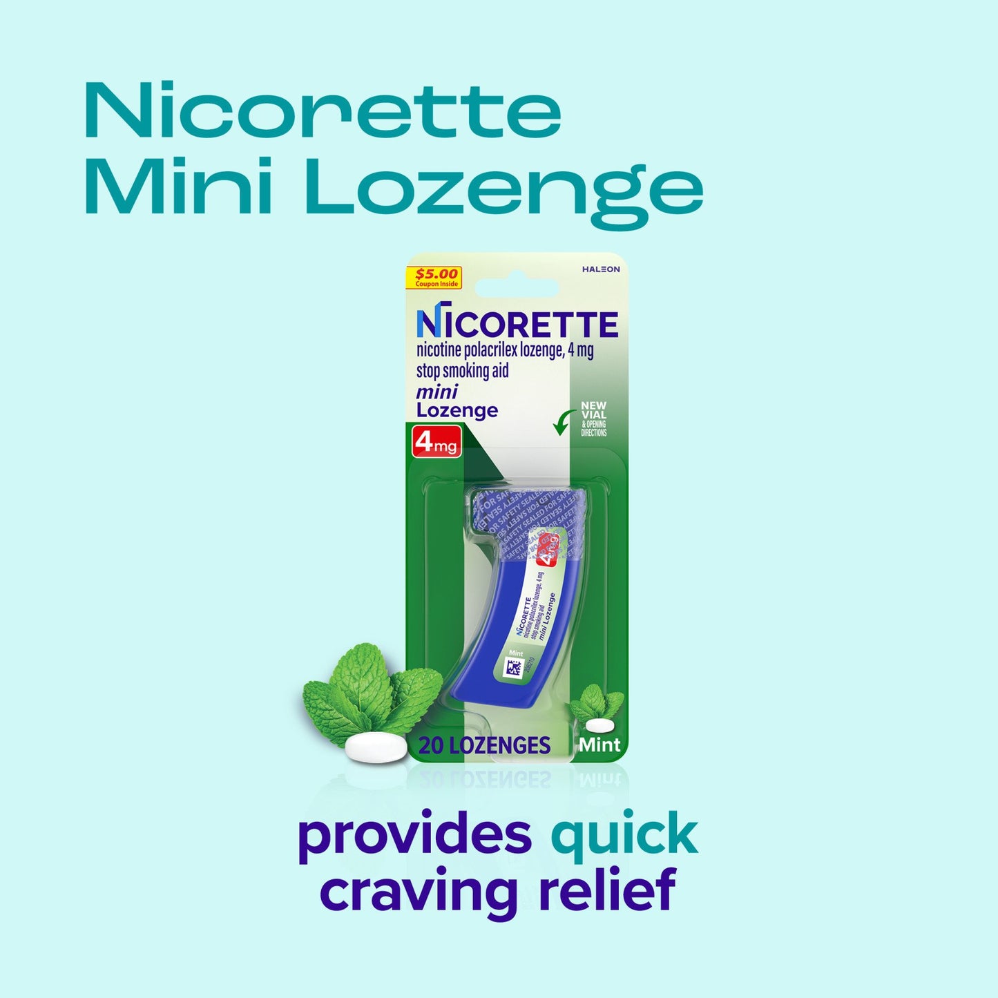 Nicorette Mini Nicotine Lozenges, 4 mg, Mint