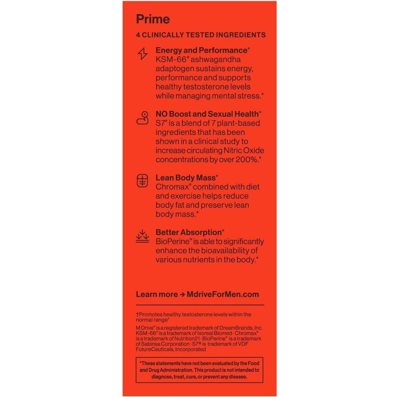 M Drive Prime Testosterone Support Capsules