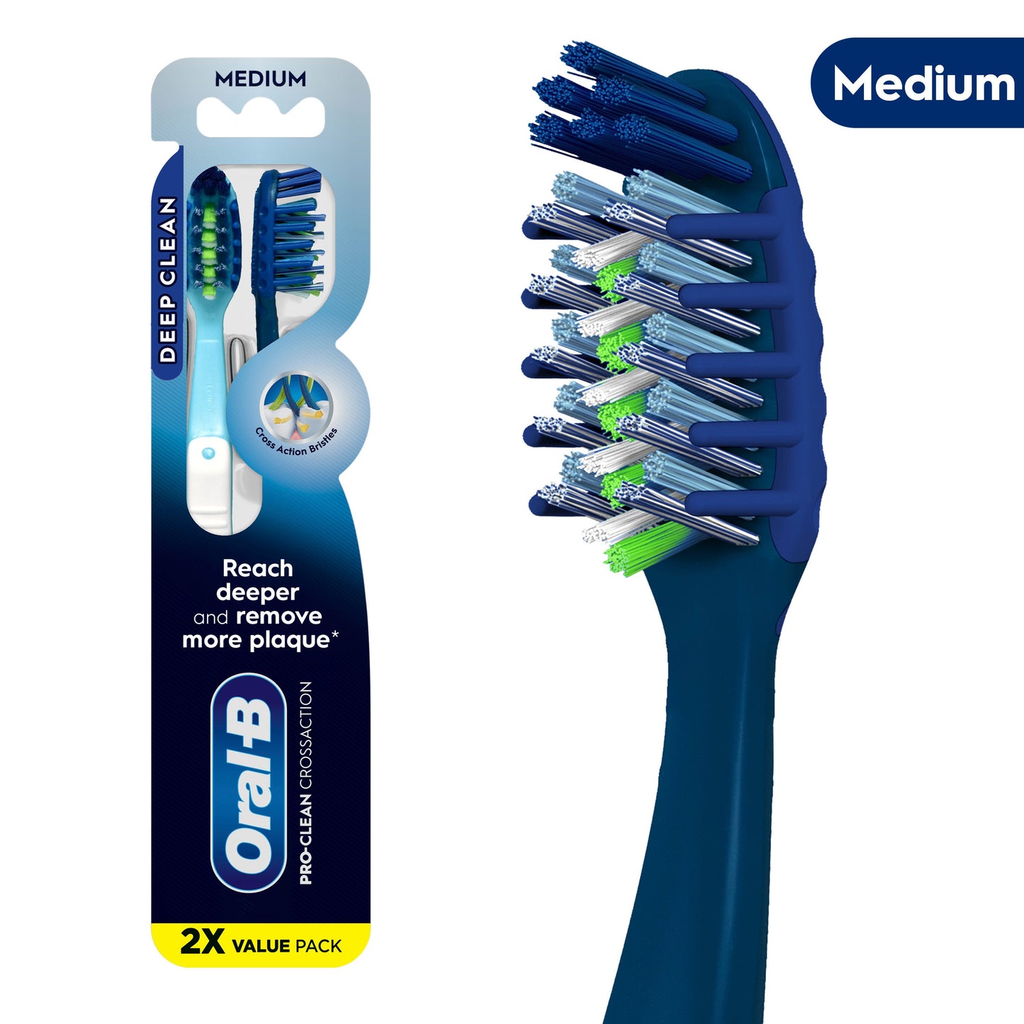Oral-B CrossAction All In One Toothbrushes - Deep Plaque Removal, Medium
