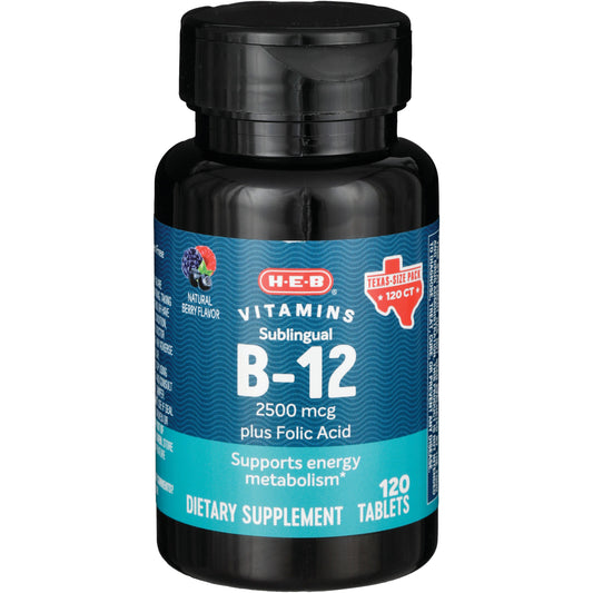 H-E-B Vitamins B-12 Sublingual 2,500 mcg Tablets - Texas-Size Pack