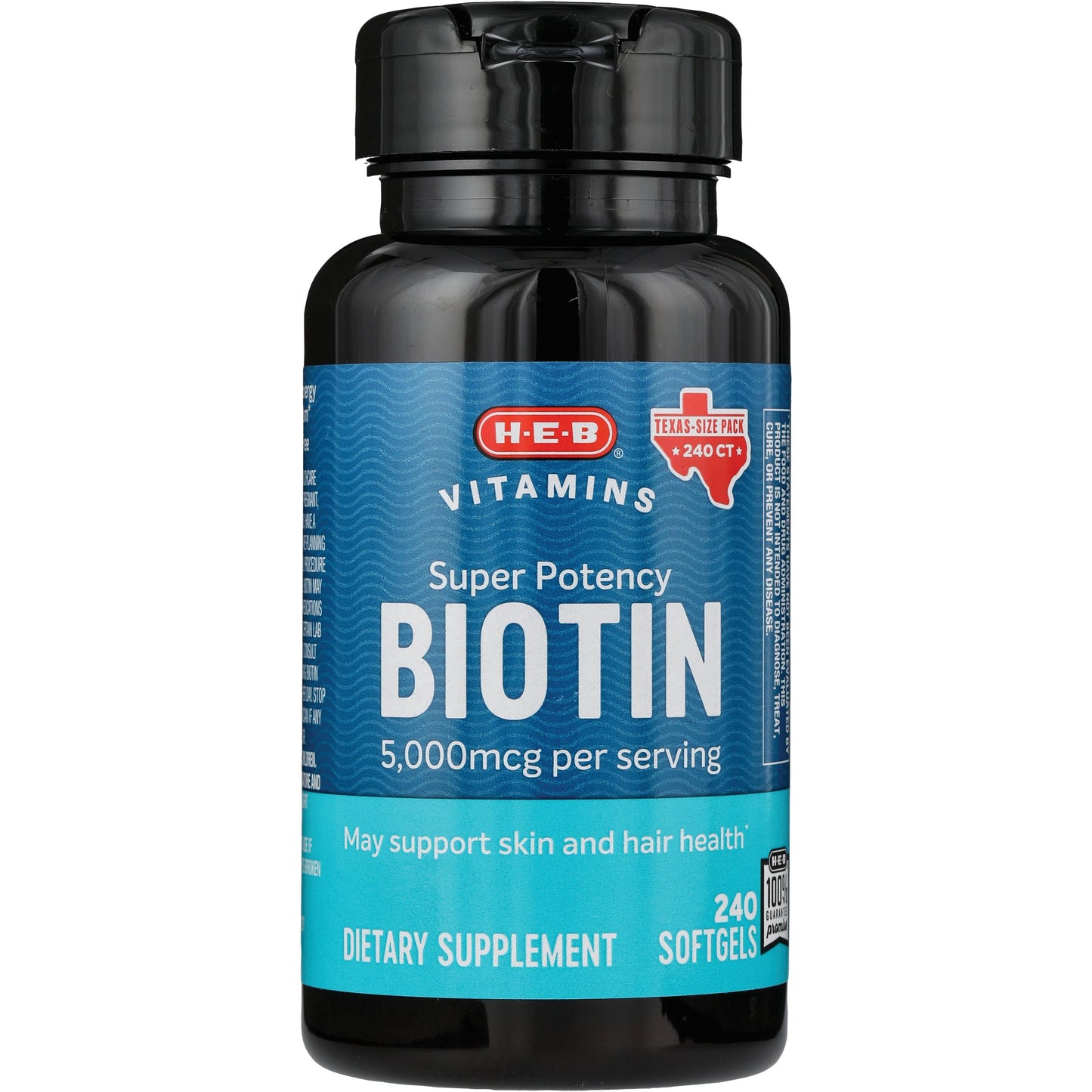 H-E-B Vitamins Super Potency Biotin 5,000 mcg Softgels - Texas-Size Pack