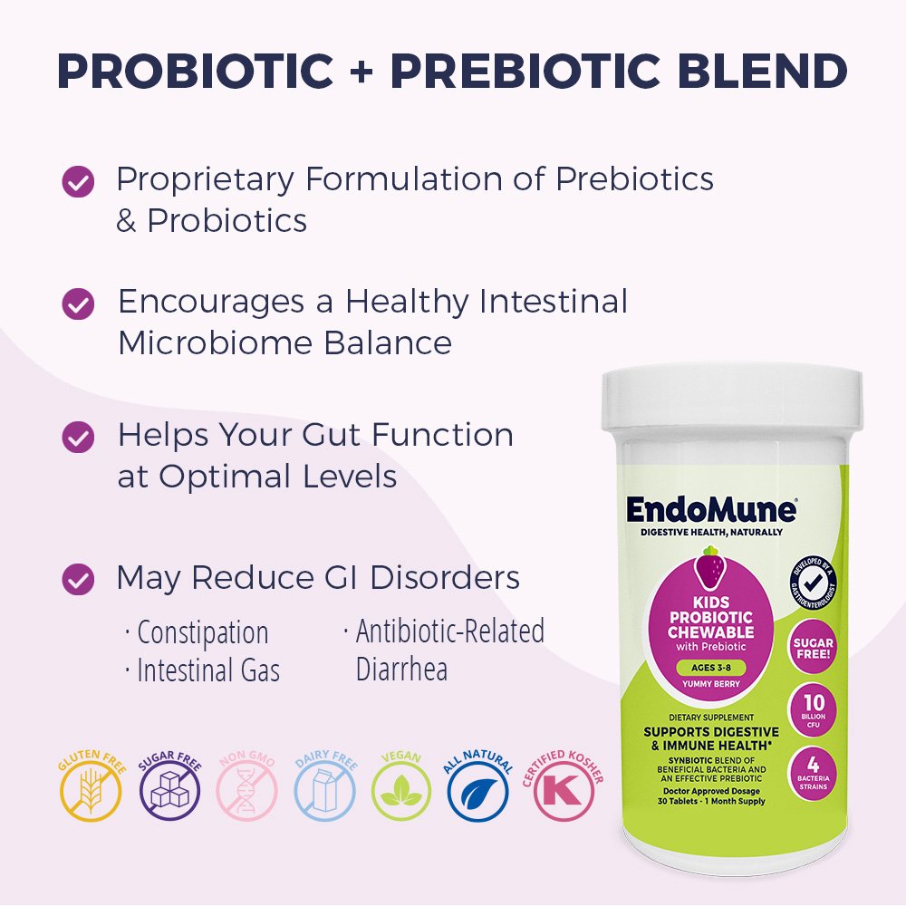 EndoMune Kids' Chewable Probiotic Tablets - Yummy Berry