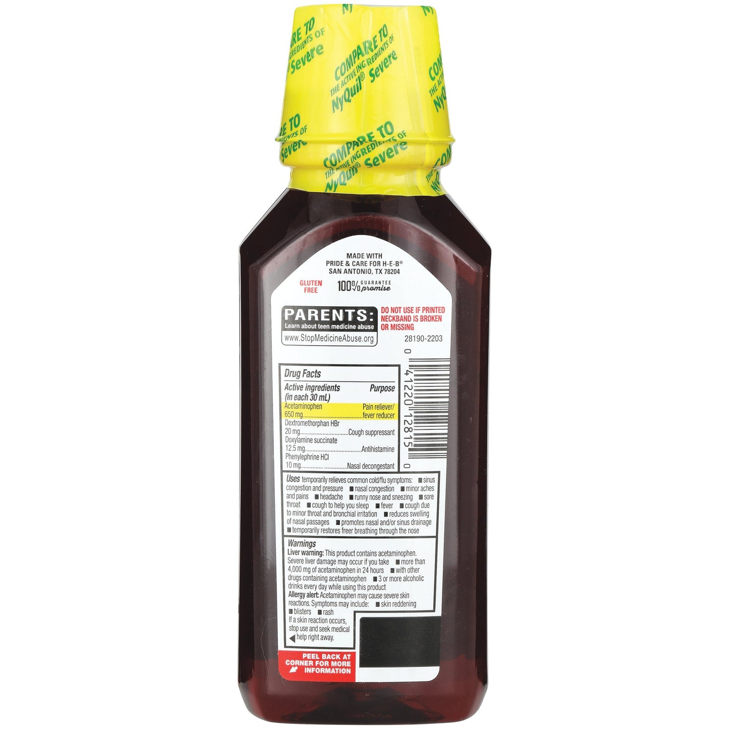 H-E-B Nighttime Severe Cold & Flu Relief Liquid – Berry Flavor