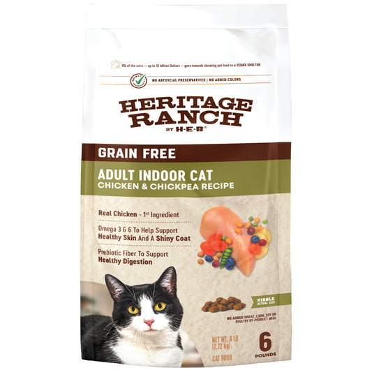 Heritage Ranch by H-E-B Grain-Free Adult Indoor Dry Cat Food - Chicken & Chickpea