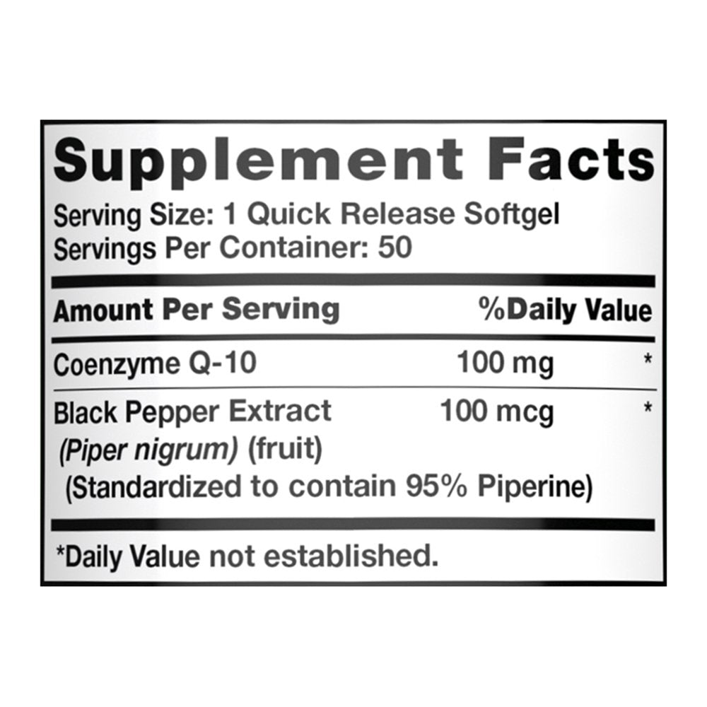 Nature's Truth Enhanced Absorption CoQ-10 100mg Quick-Release Softgels