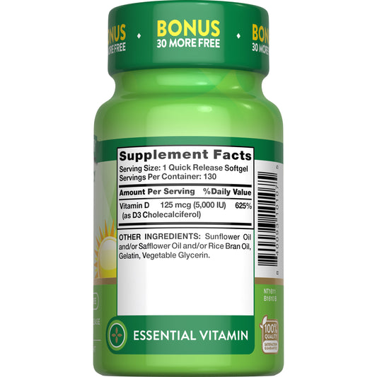 Nature's Truth High Potency Vitamin D3 Softgels - 5000 IU