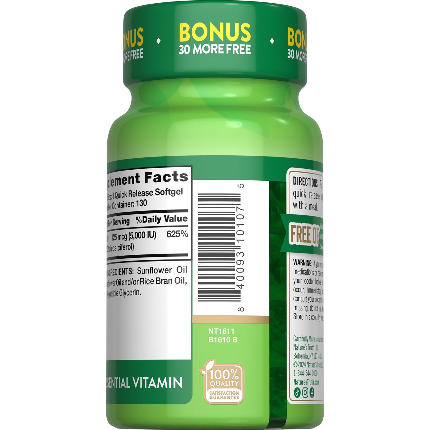 Nature's Truth High Potency Vitamin D3 Softgels - 5000 IU