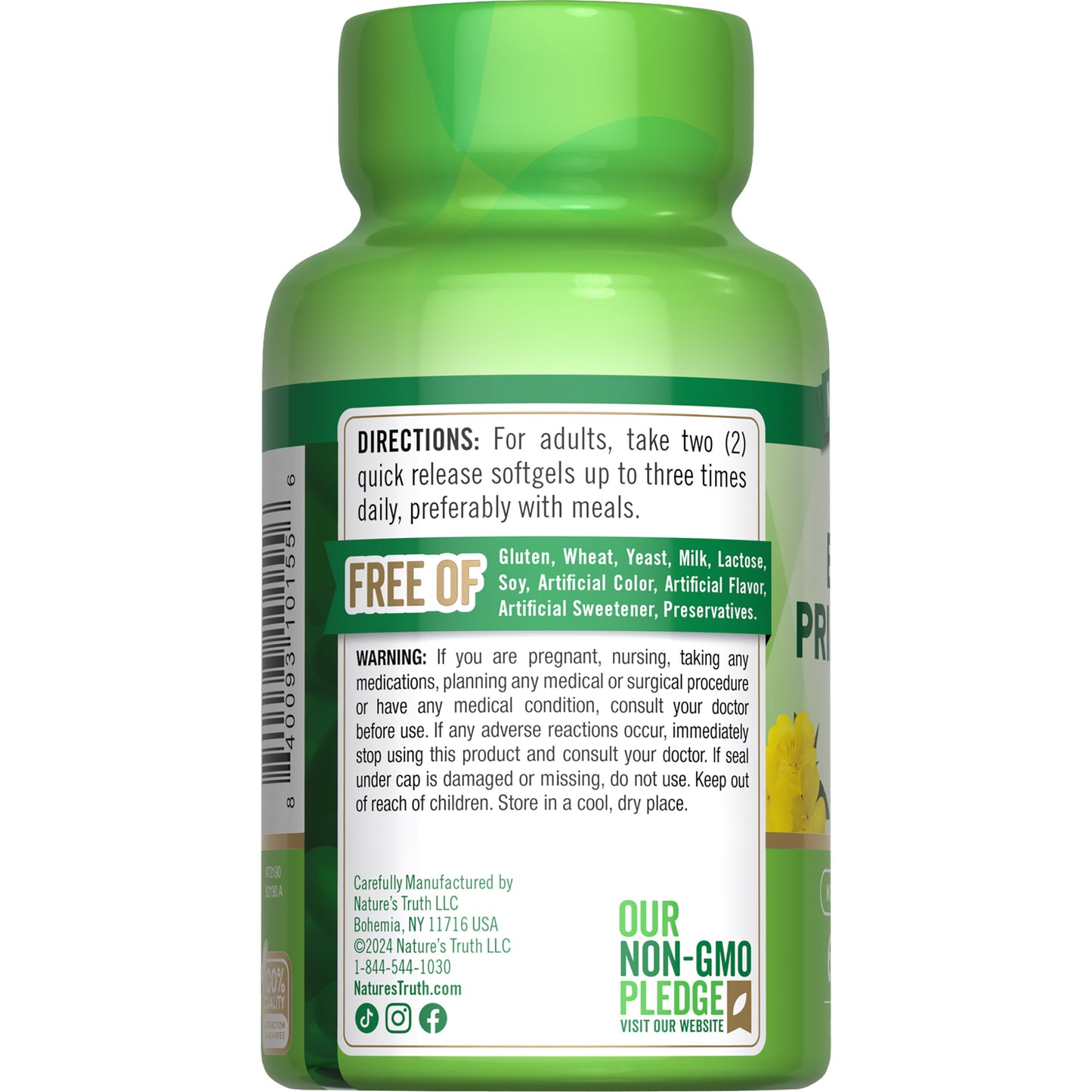 Nature's Truth Cold-Pressed Evening Primrose Oil 2000mg Quick-Release Softgels