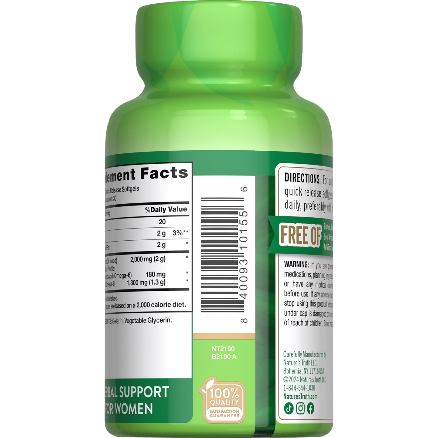 Nature's Truth Cold-Pressed Evening Primrose Oil 2000mg Quick-Release Softgels