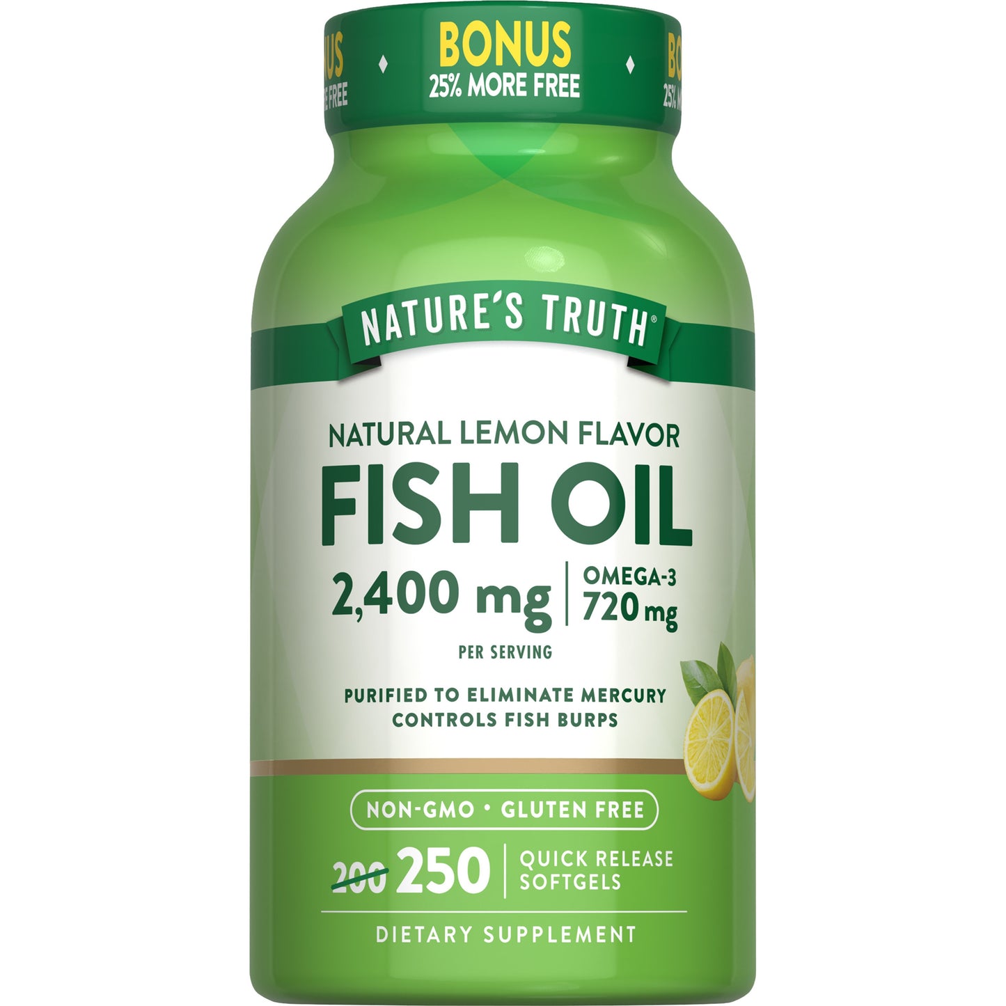 Nature's Truth Omega-3 Fish Oil 2400 mg Natural Lemon Flavor