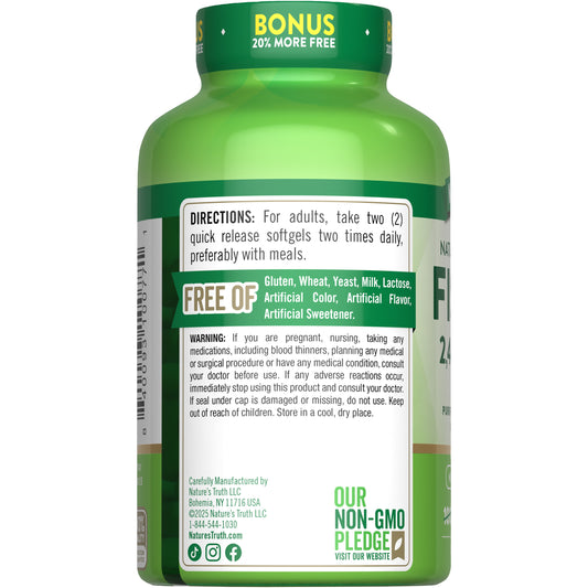 Nature's Truth Fish Oil 2400mg Quick-Release Softgels - Lemon Flavor