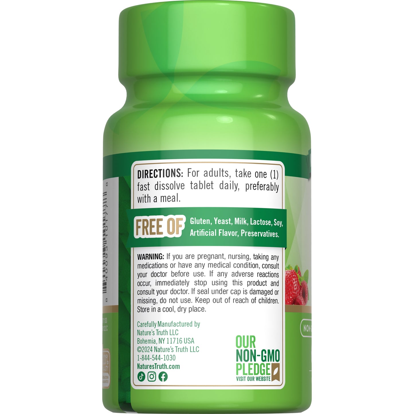 Nature's Truth B-12 + Folic Acid 2500mcg Fast-Dissolve Tablets - Berry Flavor