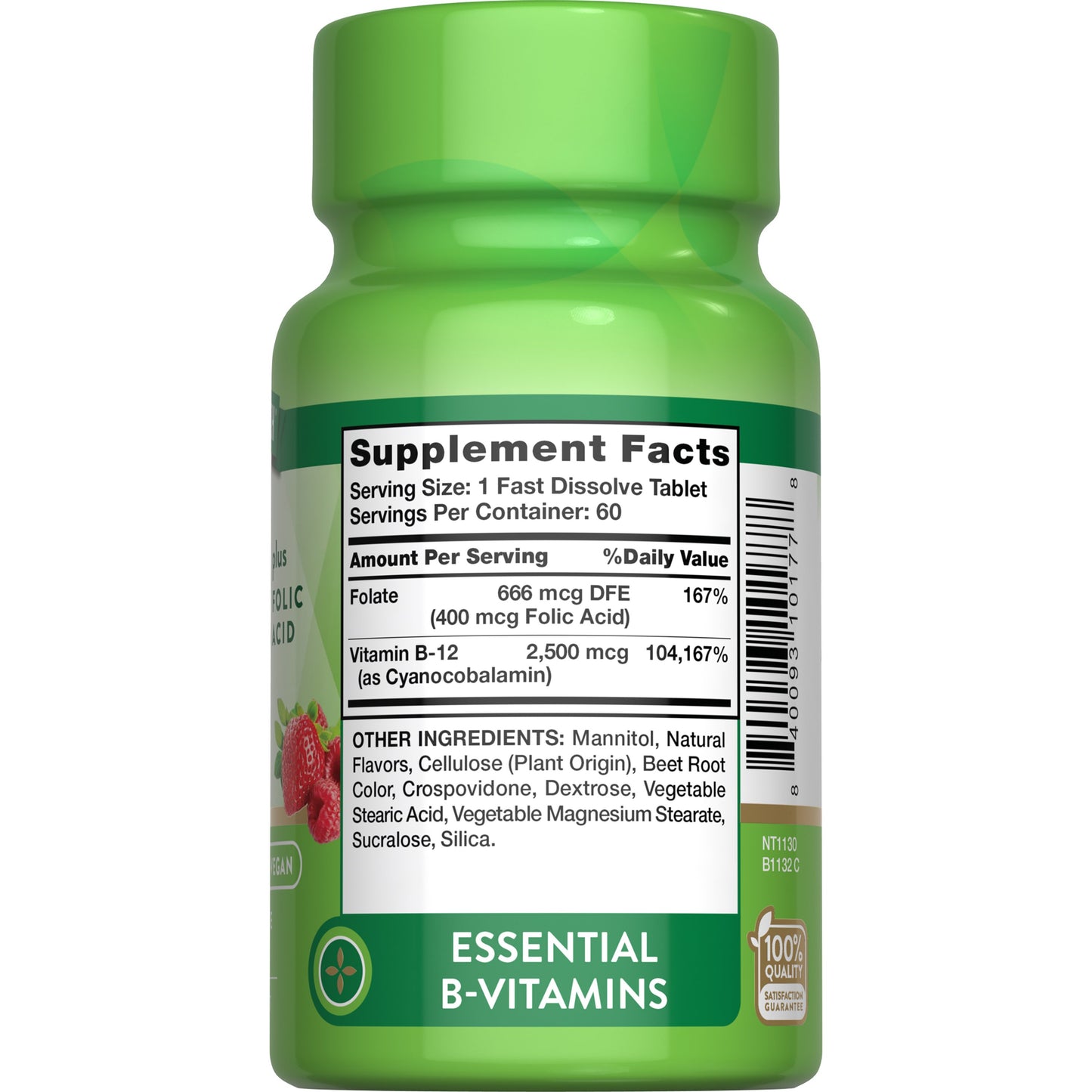 Nature's Truth B-12 + Folic Acid 2500mcg Fast-Dissolve Tablets - Berry Flavor