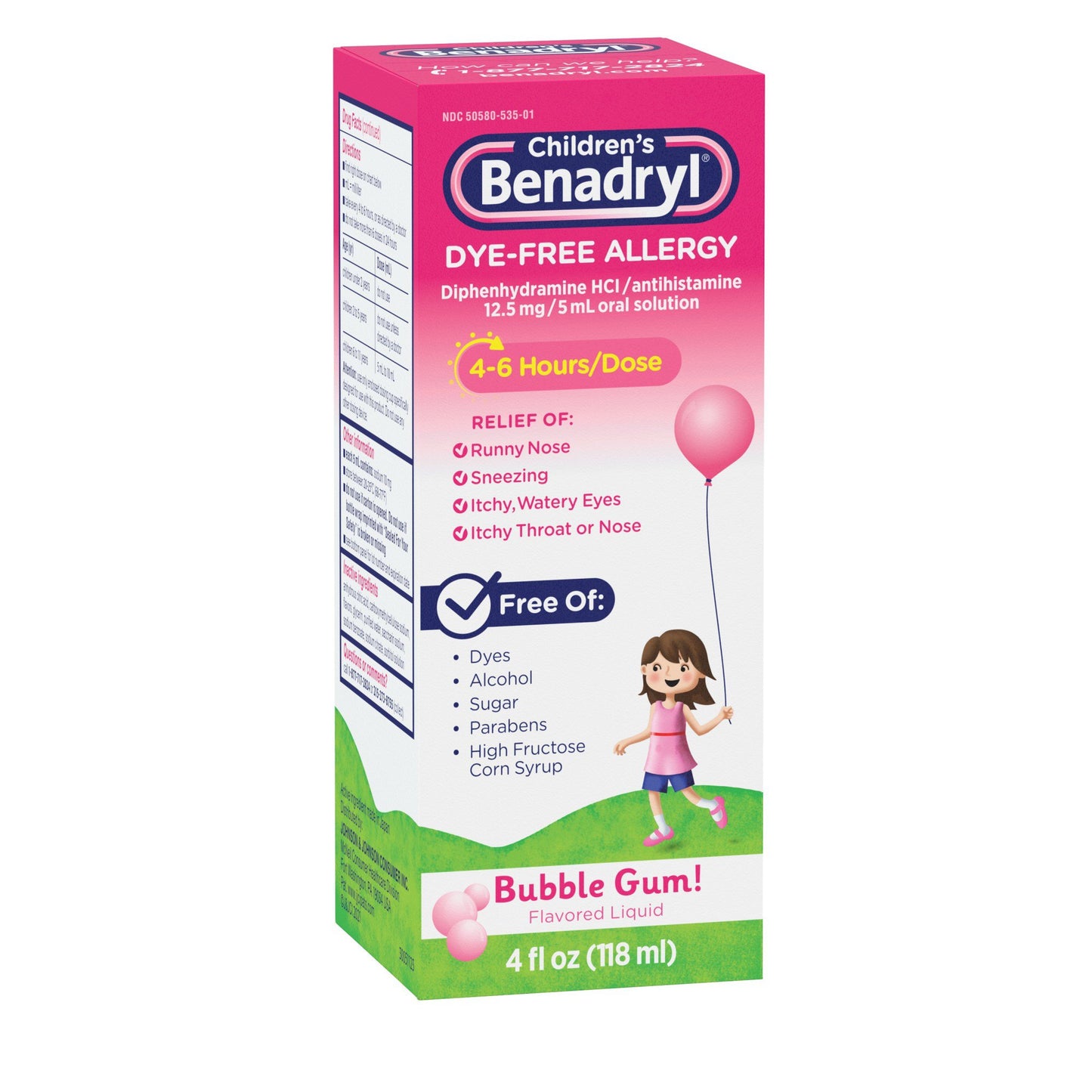 Benadryl Children's Dye-Free Allergy Liquid - Bubble Gum