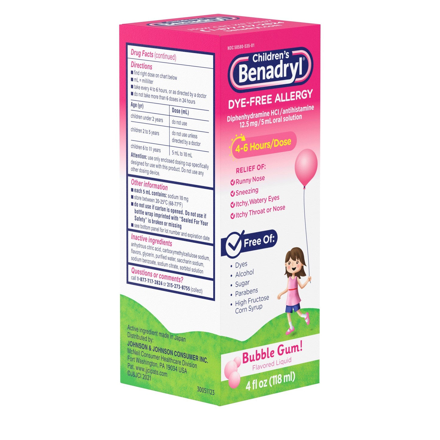 Benadryl Children's Dye-Free Allergy Liquid - Bubble Gum