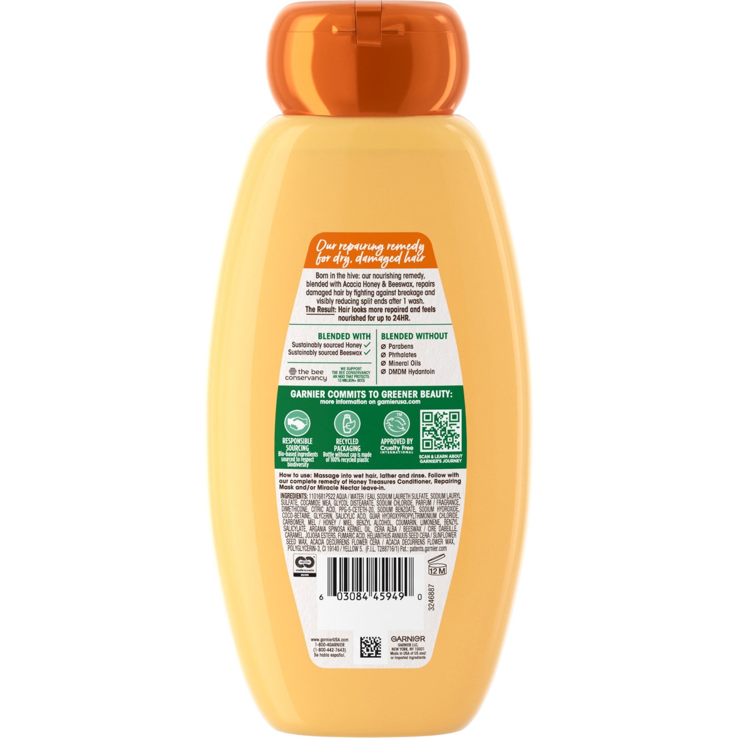 Garnier Whole Blends Honey Treasures Repairing Shampoo, For Damaged Hair