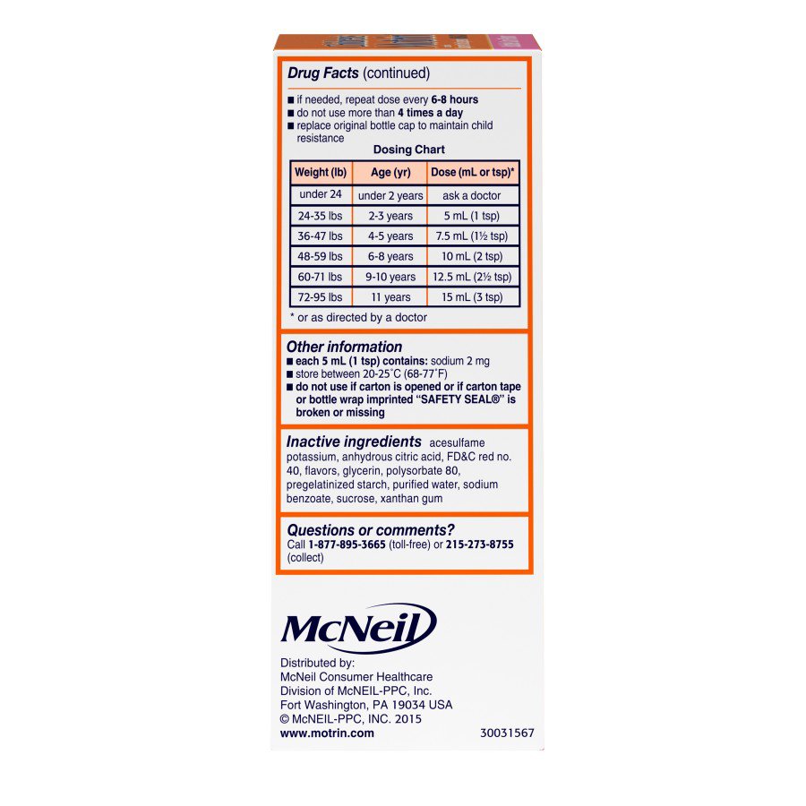 Motrin Children's Ibuprofen Liquid Medicine - Bubblegum