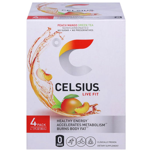 Celsius Zero Sugar Sparkling Energy Drinks - Peach Mango Green Tea
