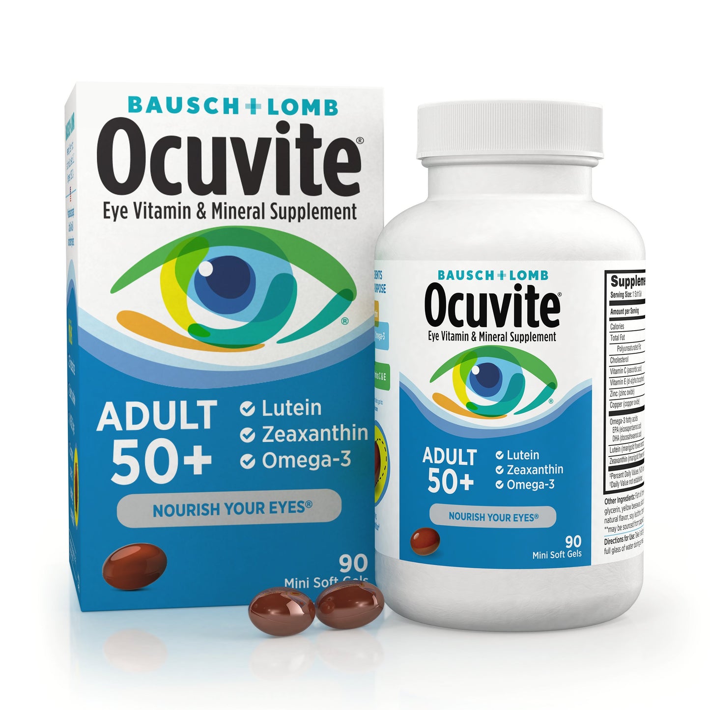 Bausch & Lomb Ocuvite Adult 50+ Eye Vitamin and Mineral Supplement Softgels