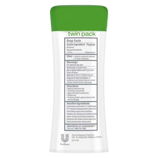 Dove Advanced Care Antiperspirant Solid Deodorant - Cool Essentials, 2.pk