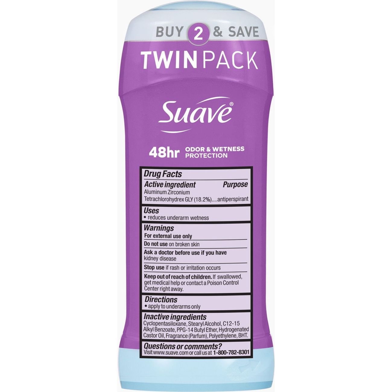 Suave  Antiperspirant Deodorant For Women, Invisible 48hr Protection - Sweet Pea & Violet, 2 pk