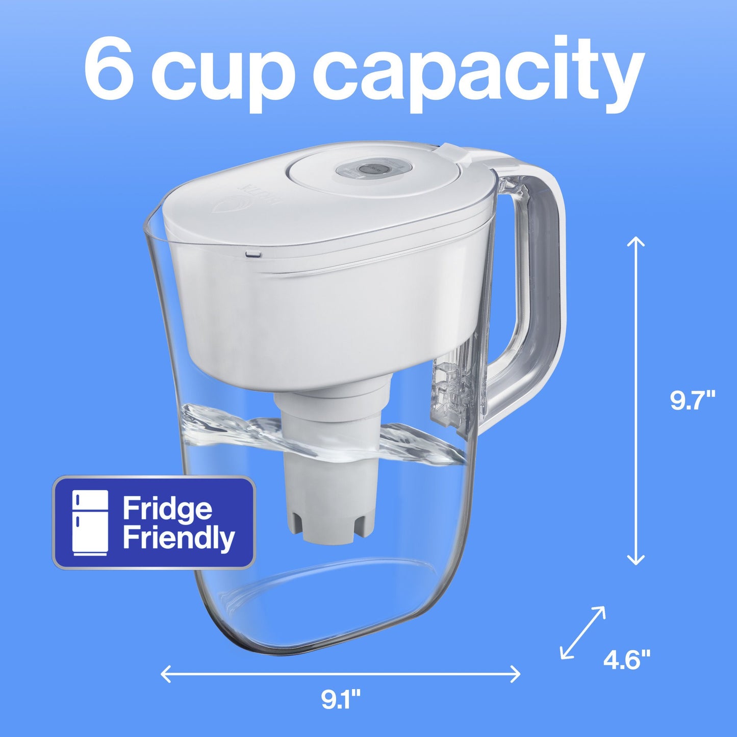 Brita Small 6 Cup Denali Water Filter Pitcher with 1 Brita Standard Filter, White