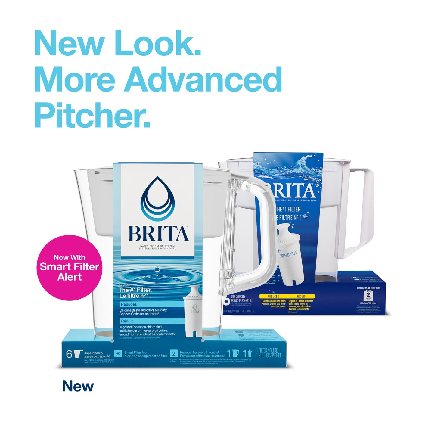 Brita Small 6 Cup Denali Water Filter Pitcher with 1 Brita Standard Filter, White