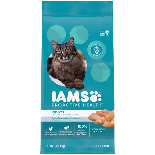 IAMS Proactive Health Adult Indoor Weight Control & Hairball Care Dry Cat Food - Chicken & Turkey Cat Kibble