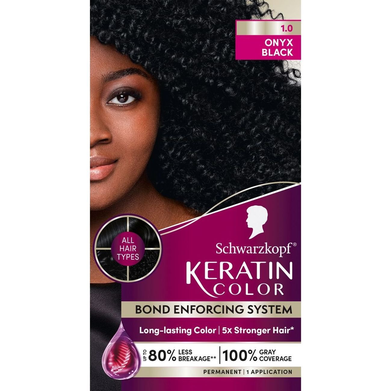 Schwarzkopf Keratin Color Permanent Hair Color - 1.0 Black Onyx