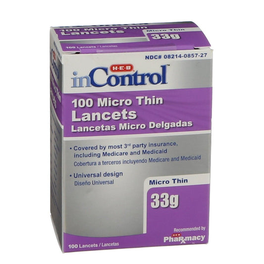 H-E-B InControl Micro Thin Lancets - 33 Gauge