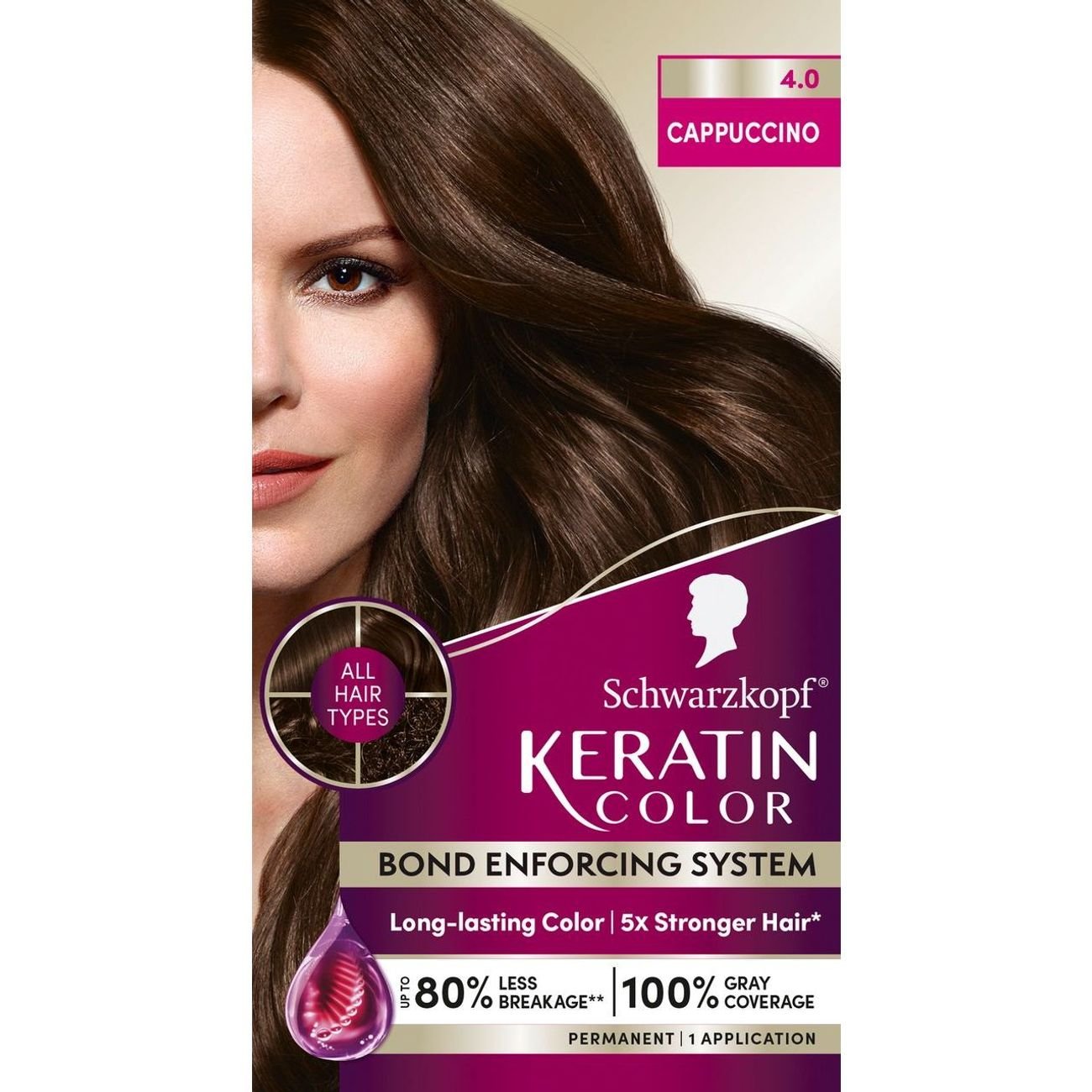 Schwarzkopf Keratin Color Permanent Hair Color - 4.0 Cappuccino