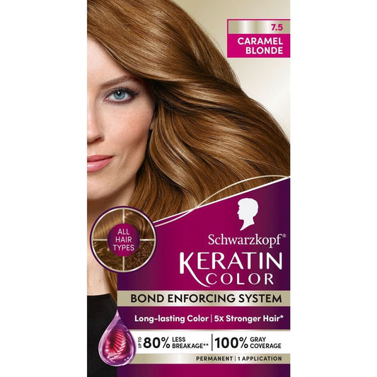 Schwarzkopf Keratin Color Permanent Hair Color - 7.5 Caramel Blonde