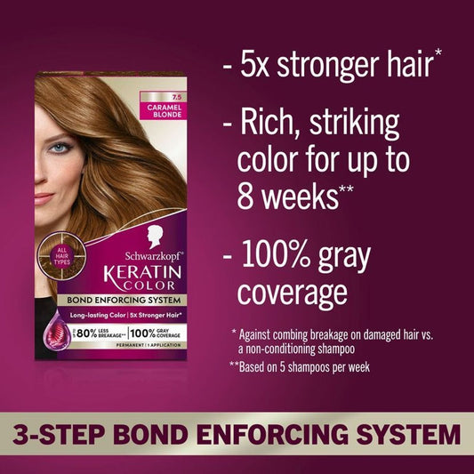 Schwarzkopf Keratin Color Permanent Hair Color - 7.5 Caramel Blonde