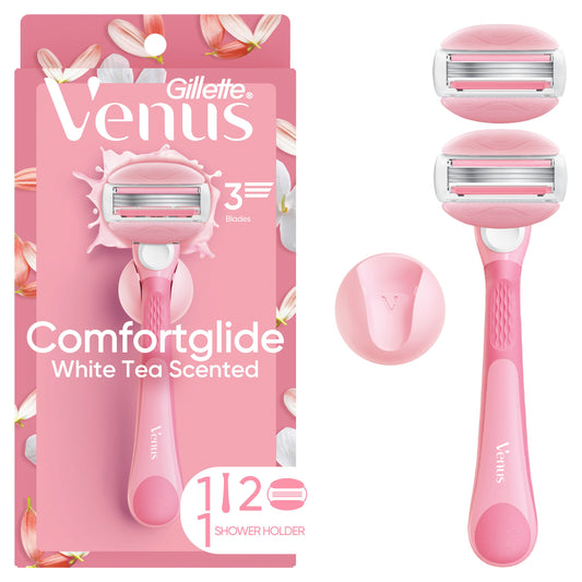 Gillette Venus ComfortGlide White Tea Women's Razor Handle + 2 Blade Refills
