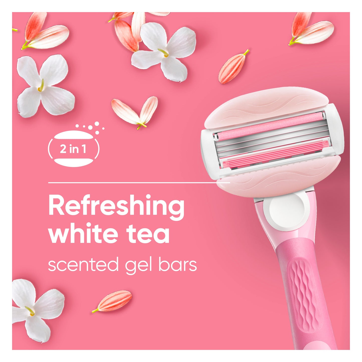 Gillette Venus ComfortGlide White Tea Women's Razor Handle + 2 Blade Refills