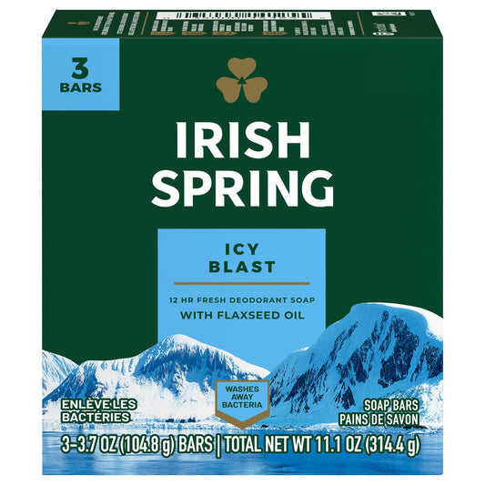 Irish Spring Icy Blast Deodorant Bar Soap for Men