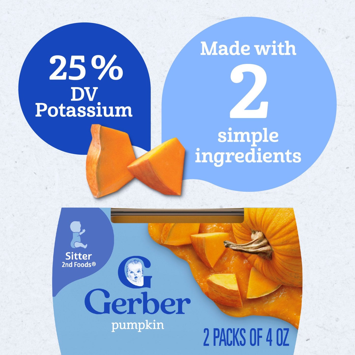 Gerber Stage 2 Baby Food - Pumpkin, 4 oz Tubs