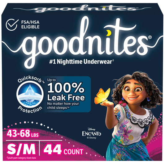 Goodnites Girls' Nighttime Bedwetting Underwear - S/M (43-68 lbs)