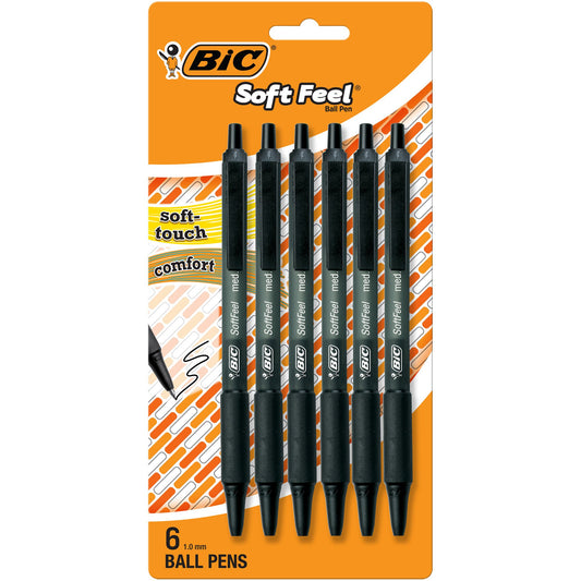 BIC Soft Feel Retractable Ball Pens - Black Ink