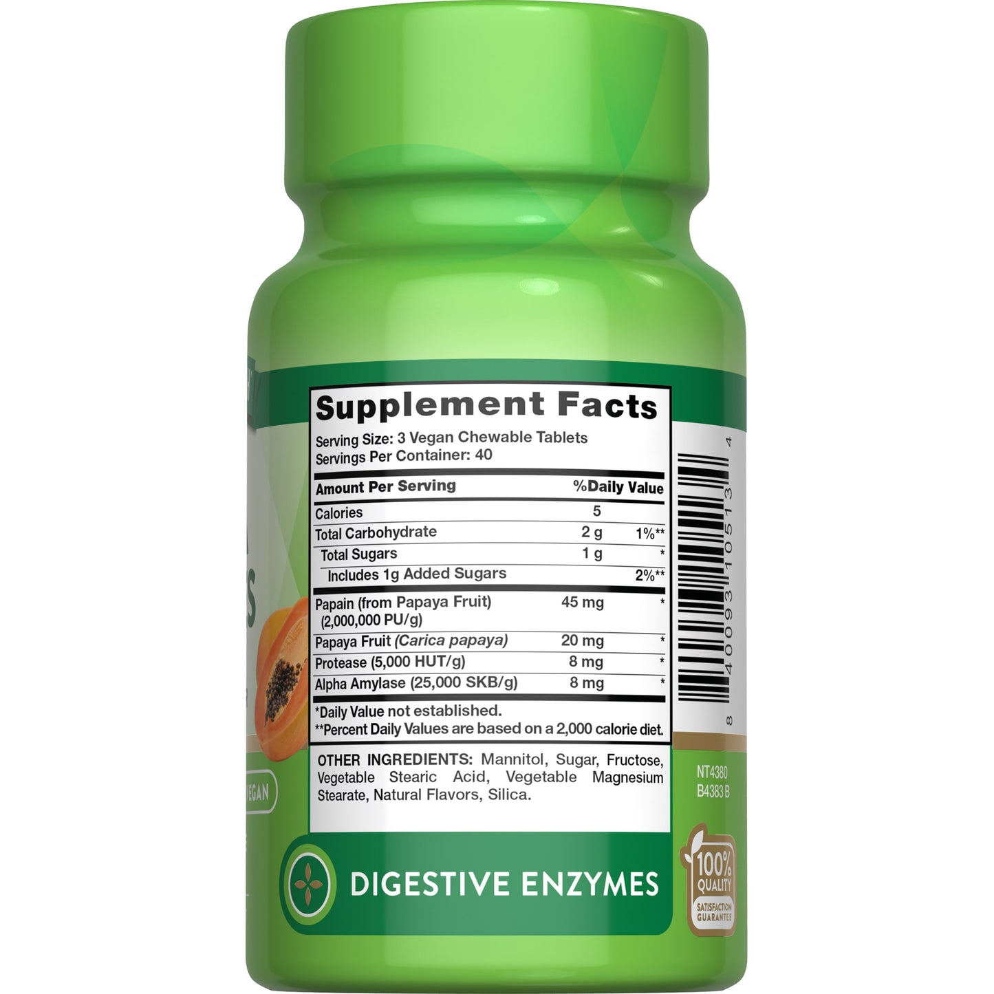 Nature's Truth Chewable Papaya Enzyme Tablets