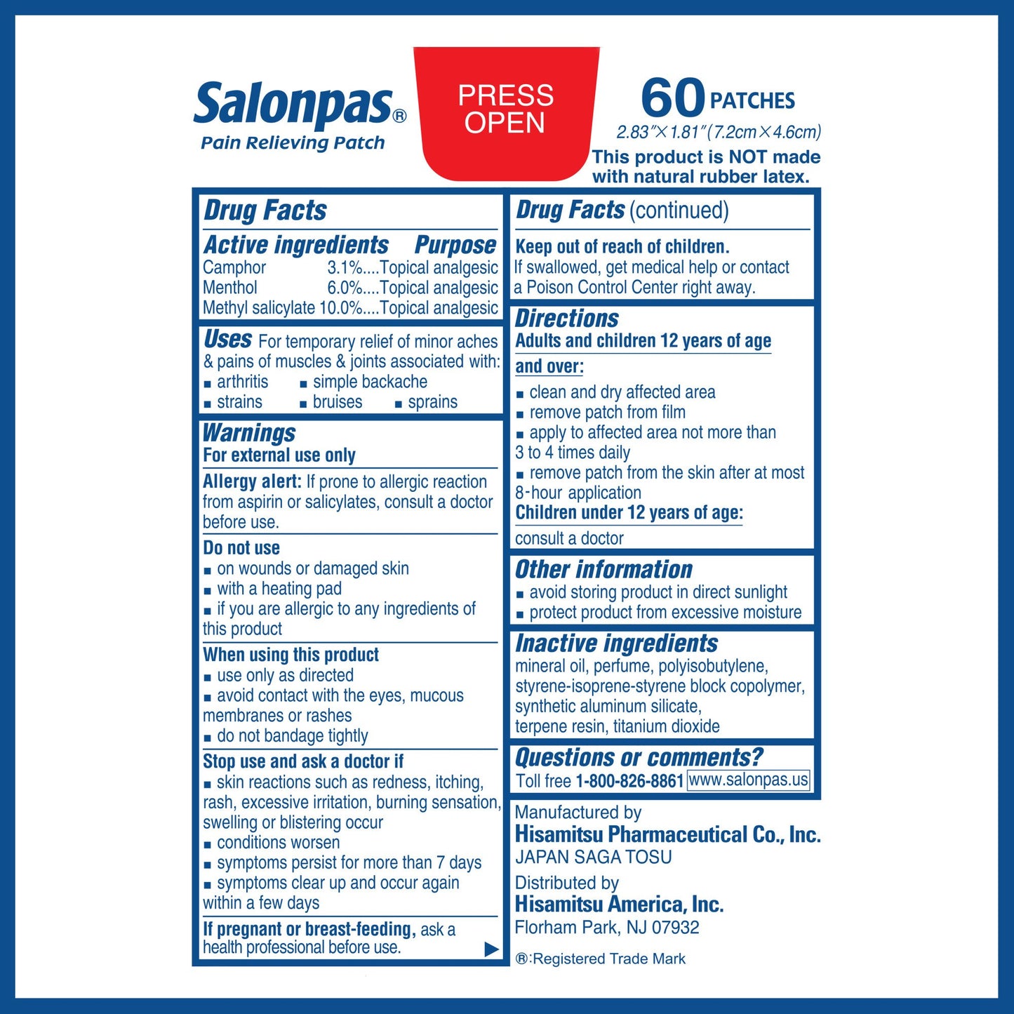 Salonpas Pain Relieving Patch