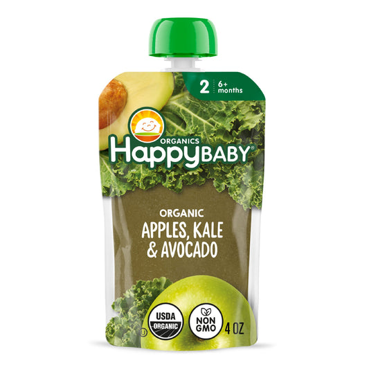 Happy Baby Organics Stage 2 Pouch - Apples Kale & Avocados